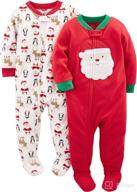 👶 simple joys by carter's unisex toddlers and babies' holiday fleece footed sleep and play - pack of 2: cozy and festive baby outfits for winter logo