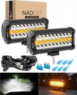naoevo 7-inch led light bar with 24000lm, drl daytime running lights, white amber diamond dynamic flashing, suitable for car, suv, off-road, trailer (2pcs) with wiring harness logo