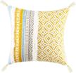18x18 inch yellow tufted decorative throw pillow cover with tassel - moroccan style boho tribal cushion for couch sofa logo