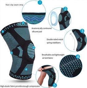 img 2 attached to Компрессионный рукав для наколенника Neenca Professional с гелевой подушечкой надколенника и боковыми стабилизаторами для облегчения боли, бега, тренировок, поддерживающей повязки для восстановления суставов при артрите