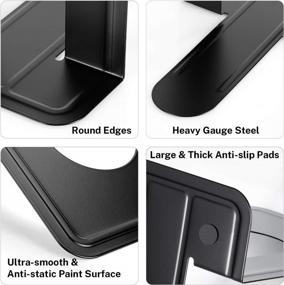 img 2 attached to MaxGear Universal Non-Skid Heavy Duty Metal Bookends For Shelves - Premium Book Stopper For Books, Movies, CDs, And Video Games - XL Size (2 Pairs/4 Pieces) - 8.5 X 5.9 X 7.8 Inches - Black