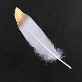 img 3 attached to Sowder Natural Goose Feathers Clothing Accessories Pack Of 50 (Gold Dipped White)