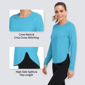 img 2 attached to WANAYOU Women's Long Sleeve Workout Shirts: Stay Cool and Dry in this Side Split Athletic Tee for Sports, Yoga, and Running