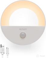 🔦 convenient rechargeable motion sensor night light - auraxy's warm white led automatic battery motion night light with dusk to dawn sensor, ideal for wall, stairs, closet, hallway, bedroom, and cabinet (1 pack) logo