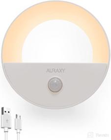 img 4 attached to 🔦 Convenient Rechargeable Motion Sensor Night Light - AURAXY's Warm White LED Automatic Battery Motion Night Light with Dusk to Dawn Sensor, Ideal for Wall, Stairs, Closet, Hallway, Bedroom, and Cabinet (1 Pack)