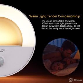 img 1 attached to 🔦 Convenient Rechargeable Motion Sensor Night Light - AURAXY's Warm White LED Automatic Battery Motion Night Light with Dusk to Dawn Sensor, Ideal for Wall, Stairs, Closet, Hallway, Bedroom, and Cabinet (1 Pack)