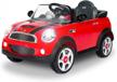 rollplay mini cooper s 6v electric car for kids - realistic engine & horn noises, led headlights, folding mirrors, 2.5 mph top speed - red logo