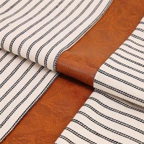 img 2 attached to Merrycolor Boho Farmhouse Decorative Pillow Covers: Faux Leather And Linen Accent Stripes For Couch And Bedroom - Set Of 2 (18X18 Inches)