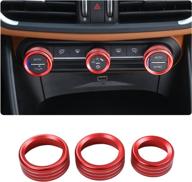 car ac knob trim air conditioner audio cover rotary decoration ring sticker decal fit for alfa romeo giulia stelvio 2017 to 2019 car accessories (red) logo