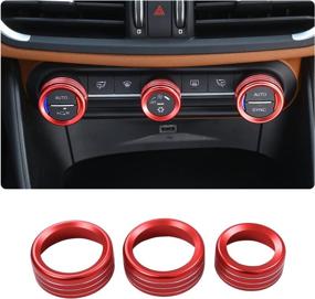 img 4 attached to Car AC Knob Trim Air Conditioner Audio Cover Rotary Decoration Ring Sticker Decal Fit For Alfa Romeo Giulia Stelvio 2017 To 2019 Car Accessories (Red)