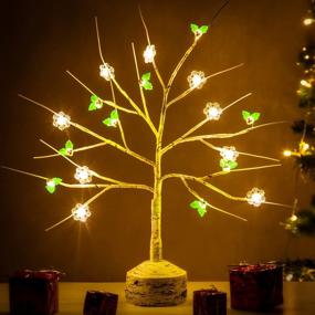 img 4 attached to Украсьте свой рождественский декор настольной березой с 18-светодиодной подсветкой
