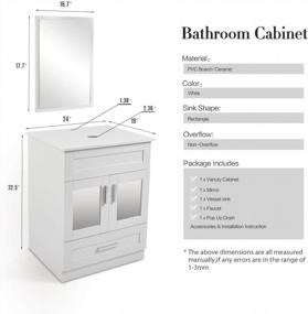 img 3 attached to Современный туалетный столик Puluomis 24 дюйма с раковиной, краном и зеркалом