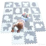 🧸 mqiaoham children foam play mat: sensory baby floor mat for kids, animals rug with jigsaw design - soft tiles for crawling and playtime, white grey p058bh logo