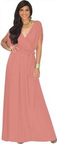 img 4 attached to Women'S V-Neck Floor Length Maxi Dress Gown - Semi-Formal Short Sleeve Style By KOH KOH