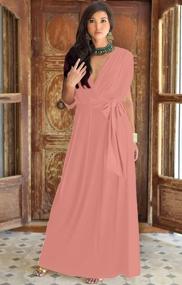 img 1 attached to Women'S V-Neck Floor Length Maxi Dress Gown - Semi-Formal Short Sleeve Style By KOH KOH