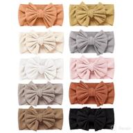 set of 10, handmade stretchy hairbands for newborn infant toddler - baby girls headbands with bows, cute hair accessories логотип