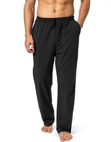 img 3 attached to Men'S Cotton Yoga Sweatpants Open Bottom Casual Jersey Pants With Pockets For Athletic Lounge