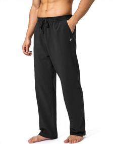 img 4 attached to Men'S Cotton Yoga Sweatpants Open Bottom Casual Jersey Pants With Pockets For Athletic Lounge
