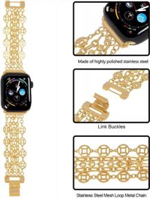 img 1 attached to 18K Gold Plated Stainless Steel Replacement Apple Watch Band For Women - Compatible With 38Mm/40Mm/41Mm/42Mm/44Mm/45Mm Size IWatch SE Series 7/6/5/4/3/2/1 - Stylish Gold Chain Design By PLTGOOD