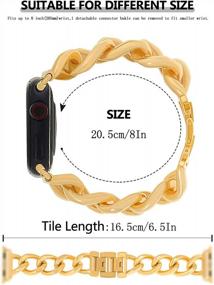 img 2 attached to 18K Gold Plated Stainless Steel Replacement Apple Watch Band For Women - Compatible With 38Mm/40Mm/41Mm/42Mm/44Mm/45Mm Size IWatch SE Series 7/6/5/4/3/2/1 - Stylish Gold Chain Design By PLTGOOD