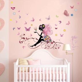 img 2 attached to Colorful Butterfly Girl Wall Decal With Flower Fairy Design - DIY Vinyl Mural Art For Baby Nursery, Bedroom, Playroom, And Home Decoration - Perfect For Girls Room
