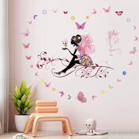 img 1 attached to Colorful Butterfly Girl Wall Decal With Flower Fairy Design - DIY Vinyl Mural Art For Baby Nursery, Bedroom, Playroom, And Home Decoration - Perfect For Girls Room