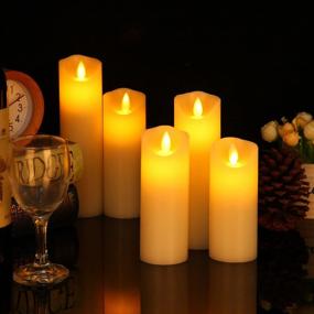 img 3 attached to OSHINE Flameless Candles Battery Operated Candle - Set Of 5 Flickering Pillar LED Candles With 10-Key Remote & 24 Hours Timer, Ivory Real Wax Candles For Home Decor (5" 6" 7" 8" 9" D2.2)