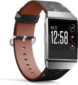 img 2 attached to Stylish Fitbit Ionic Leather Watch Wrist Band Strap Bracelet with Skulls - Stainless Steel Clasp & Adapters