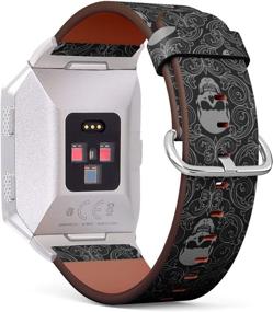 img 3 attached to Stylish Fitbit Ionic Leather Watch Wrist Band Strap Bracelet with Skulls - Stainless Steel Clasp & Adapters