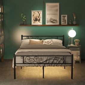 img 2 attached to Weehom Full Size Platform Bed With Unique Flower Design Mattress Foundation Strong Metal Slats Support,Easy Assembly Black