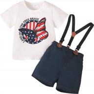 stylish gentleman outfit for toddler boys - sobowo short sleeve t-shirt, suspenders & shorts set for weddings and cake smashes! logo