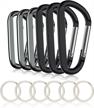 secure your gear with 6 large black aluminum carabiner clips and keyring hooks logo