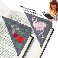unique book lover gift: abamerica 2 pcs personalized leather corner bookmark w/ embroidered initials - made in usa! logo