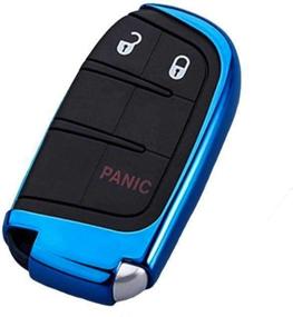 img 2 attached to 🔑 Xotic Tech Blue Soft TPU Key Fob Shell Skin Cover with Keychain | Compatible with Chrysler 200 300, Dodge Charger Challenger Dart Durango Journey, Jeep Grand Cherokee Renegade | Smart Keyless Entry Key