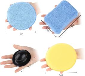 img 4 attached to 🚗 Premium Microfiber Car Wax Applicator Pad Set - Round & Rectangular Sponge Polishing Pads with Handle - Auto Detailing Supplies Kit (Pack of 13)