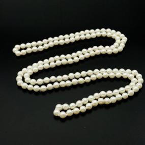 img 2 attached to Multilayer Statement Necklace For Women - JSEA 57'' Length With 8Mm Simulated Glass Pearl For Long-Lasting Elegance