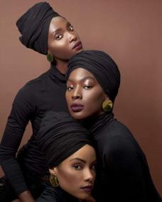 img 1 attached to Оставайтесь удобными и стильными с Harewom черным джерси повязкой для волос для женщин