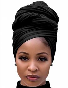 img 4 attached to Stay Comfortable And Chic With Harewom Black Jersey Hair Wrap For Women