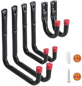 img 4 attached to Wintek Heavy Duty Wall Mounted Garage Storage Utility Hooks And Hangers-Organizer For Tools,Bikes,Ladders,Chairs-Includes 12Pcs Screws And Anchors,6 Pack