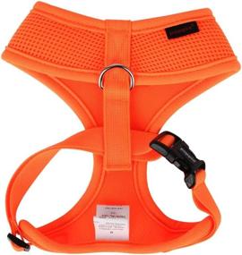 img 3 attached to 🟠 Neon Orange Puppia Soft Harness A - M: Enhanced Mesh Over-The-Head Soft Dog Harness