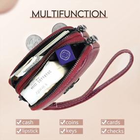 img 3 attached to Stylish And Compact Leather Coin Purse For Women - 2 Zippers Provide Secure Organization