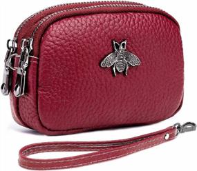 img 4 attached to Stylish And Compact Leather Coin Purse For Women - 2 Zippers Provide Secure Organization
