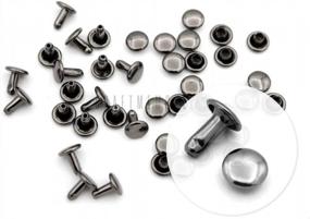 img 3 attached to Double Cap Rivets For Leather Craft - Set Of 100 Tubular Metal Rapid Rivet Studs With 4Mm Cap Size And Gunmetal Finish By CRAFTMEMORE. Ideal For DIY Leather Projects.