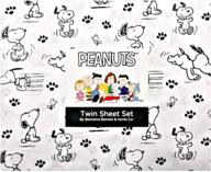 🥜 berkshire peanuts snoopy in motion twin sheet set - black & white logo