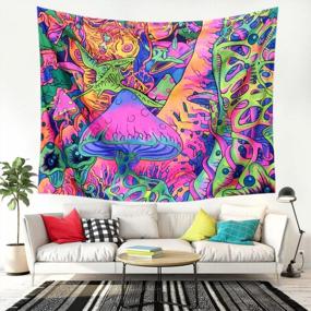 img 2 attached to Glow-In-The-Dark Trippy Mushroom Tapestry For Bedroom And Living Room: Simpkeely'S Blacklight Hippie Monster Neon Wall Hanging In UV Reactive Aesthetic - 51.2 X 59.1 Inches