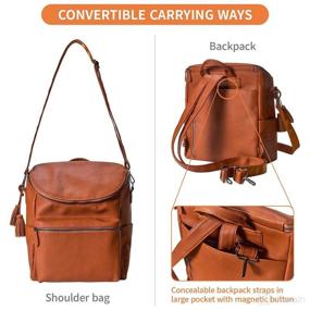 img 2 attached to 🎒 Comfy piks Diaper Bag Backpack, Vegan Leather Convertible Baby Travel Bag with Changing Pad, Stroller Straps, and Carry Pouch - Insulated Pockets for Diapers, Bottles, Toys, Clothes