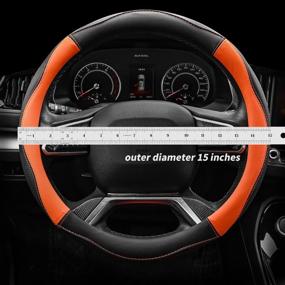 img 2 attached to 🍊 Didida Steering Wheel Cover - Microfiber Leather, Universal 15 inch Breathable, Anti-Slip, Warm in Winter & Cool in Summer (Orange)