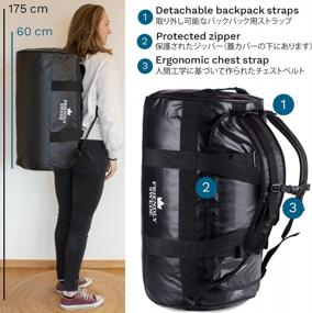 img 2 attached to 60L SANDHAMN Duffle Bag For Women & Men - Waterproof Material, Backpack Straps, Gym Bag & Travel Weekender