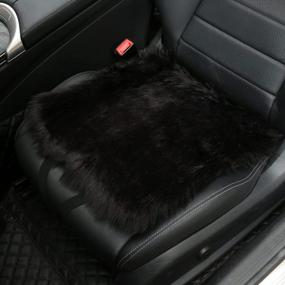 img 4 attached to Plush And Warm Car Seat Cover For Winter - ZATOOTO Black Front Seat Cushion With Furry Cute Design For Women, Universal Fit For Car, Truck, SUV, Or Van