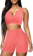 get fit in style with jninth's women's seamless workout sets: ribbed leggings with high waist sports bra set logo